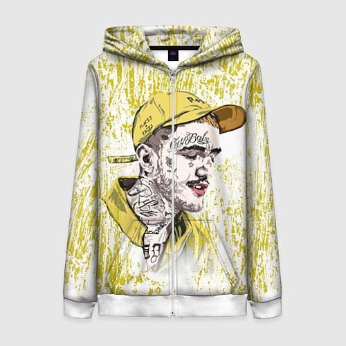 Женская толстовка на молнии Lil Peep CryBaby Yellow Лил Пип / 3D-Белый – фото 1