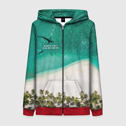 Толстовка на молнии женская He shark will be happy if the whole world is under, цвет: 3D-красный