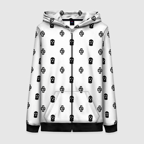 Женская толстовка на молнии Узор Mono White Dope Camo Dope Street Market / 3D-Черный – фото 1