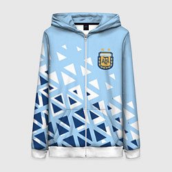 Толстовка на молнии женская Сборная Аргентины футбол, цвет: 3D-белый