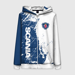 Толстовка на молнии женская SCANIA SAAB, цвет: 3D-белый
