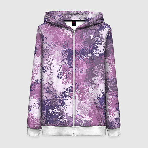 Женская толстовка на молнии Спортивный камуфляж Пикси - Лаванда / 3D-Белый – фото 1