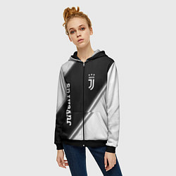 Толстовка на молнии женская ЮВЕНТУС Juventus Краска, цвет: 3D-черный — фото 2