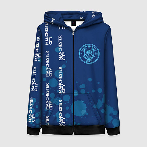 Женская толстовка на молнии MANCHESTER CITY - Брызги / 3D-Черный – фото 1