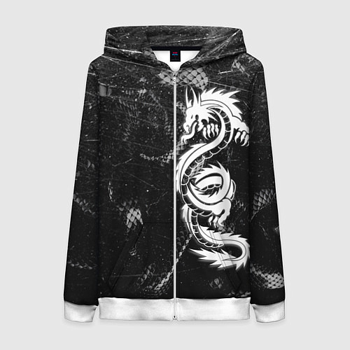 Женская толстовка на молнии Китайский Дракон Чб Dragon Snake / 3D-Белый – фото 1