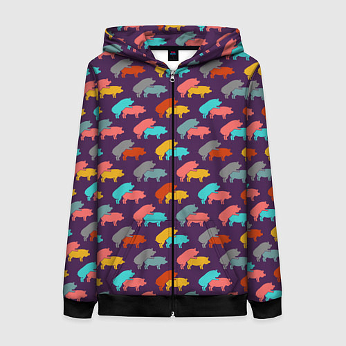 Женская толстовка на молнии Свиньи 18 / 3D-Черный – фото 1