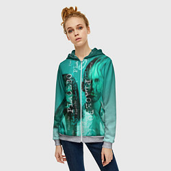 Толстовка на молнии женская Placebo - turquoise, цвет: 3D-меланж — фото 2