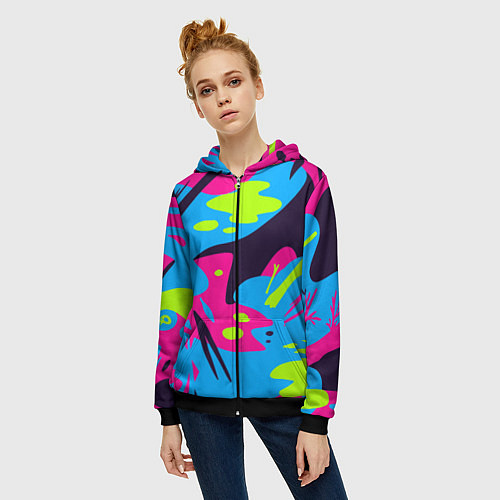 Женская толстовка на молнии Color abstract pattern Summer / 3D-Черный – фото 3