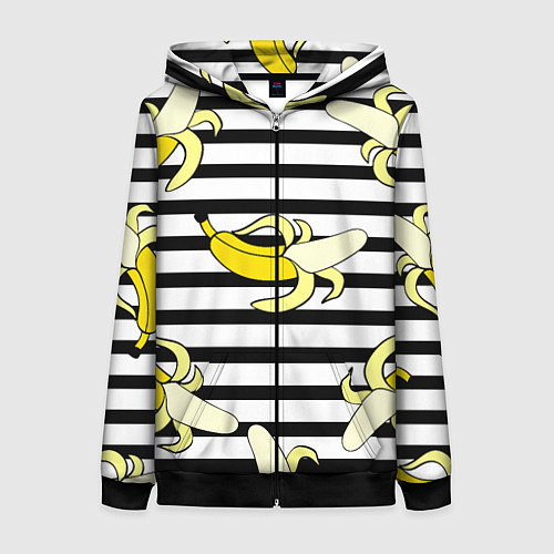 Женская толстовка на молнии Banana pattern Summer / 3D-Черный – фото 1