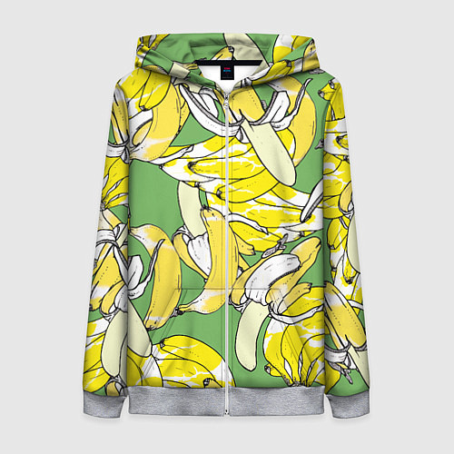 Женская толстовка на молнии Banana pattern Summer Food / 3D-Меланж – фото 1