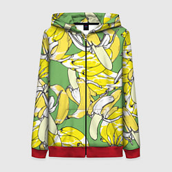 Женская толстовка на молнии Banana pattern Summer Food