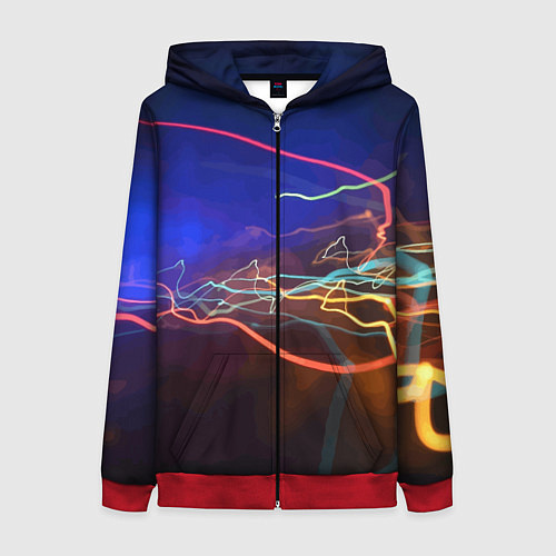 Женская толстовка на молнии Neon vanguard pattern Lightning Fashion 2023 / 3D-Красный – фото 1