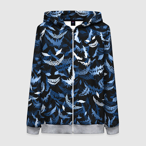 Женская толстовка на молнии Drain monsters / 3D-Меланж – фото 1