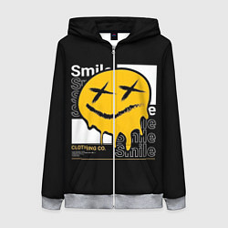 Толстовка на молнии женская Улыбайся, несмотря ни на что, цвет: 3D-меланж