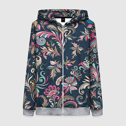 Женская толстовка на молнии Холодная хохлома / 3D-Меланж – фото 1