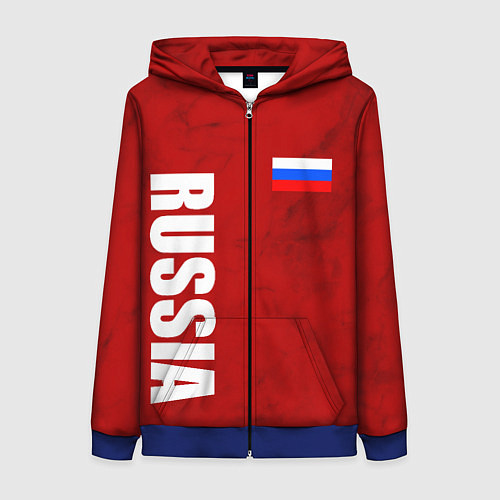 Женская толстовка на молнии RUSSIA - RED EDITION - SPORTWEAR / 3D-Синий – фото 1