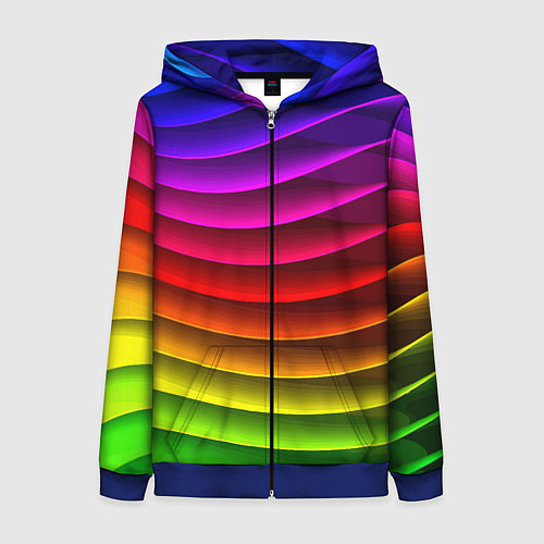 Женская толстовка на молнии Color line neon pattern Abstraction Summer 2023 / 3D-Синий – фото 1