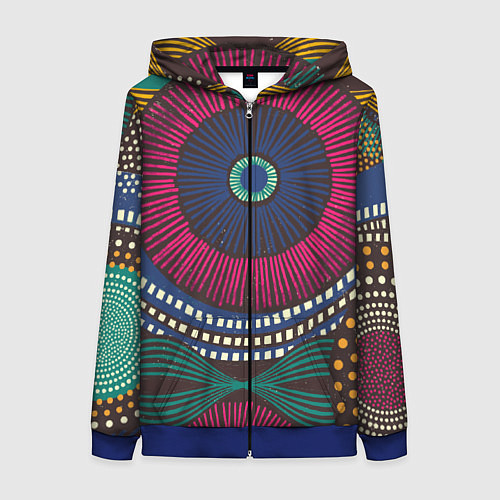 Женская толстовка на молнии Африка Орнамент / 3D-Синий – фото 1