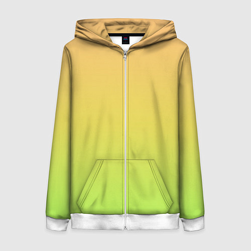 Женская толстовка на молнии GRADIEND YELLOW-GREEN / 3D-Белый – фото 1