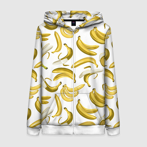 Женская толстовка на молнии Кругом бананы / 3D-Белый – фото 1