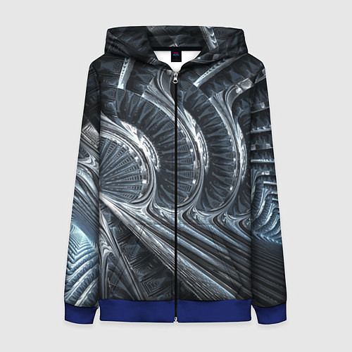 Женская толстовка на молнии Фрактальный абстрактный паттерн Броня Fractal Abst / 3D-Синий – фото 1