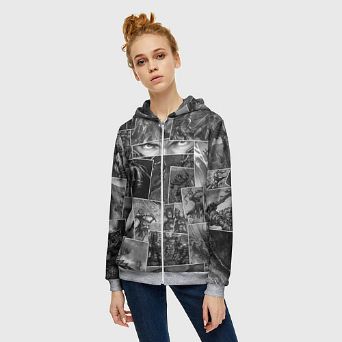 Женская толстовка на молнии Тёмные души комикс / 3D-Меланж – фото 3