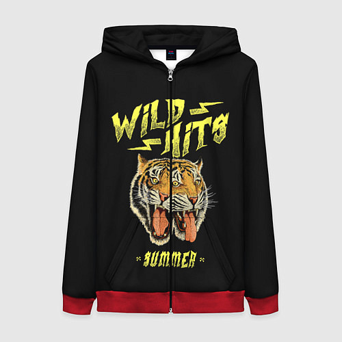 Женская толстовка на молнии Горячие хиты лета и тигры / 3D-Красный – фото 1