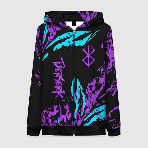 Женская толстовка на молнии Berserk bleck mask neon / 3D-Черный – фото 1