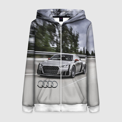Женская толстовка на молнии Ауди на скоростном шоссе Audi on the expressway / 3D-Белый – фото 1