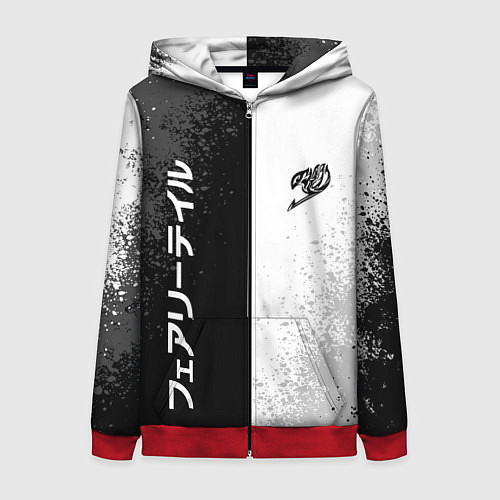 Женская толстовка на молнии FAIRY TAIL BLACK AND WHITE LOGO / 3D-Красный – фото 1