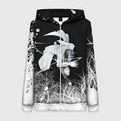 Толстовка на молнии женская Белый Неон над лесом White Neon, цвет: 3D-белый