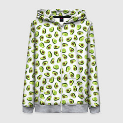 Женская толстовка на молнии Смешное авокадо на белом фоне