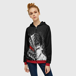 Толстовка на молнии женская БЕРСЕРК ГАТС И ДОСПЕХИ, цвет: 3D-красный — фото 2