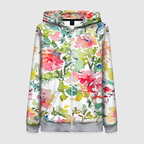 Женская толстовка на молнии Floral pattern Watercolour Summer / 3D-Меланж – фото 1