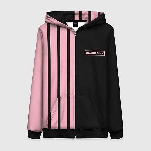 Женская толстовка на молнии BLACKPINK HALF BLACK-PINK MINI LOGO / 3D-Черный – фото 1