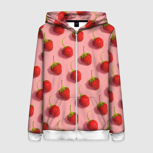 Женская толстовка на молнии Strawberry Pattern / 3D-Белый – фото 1