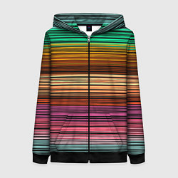 Женская толстовка на молнии Multicolored thin stripes Разноцветные полосы