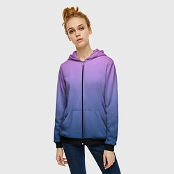 Толстовка на молнии женская PINK-BLUE GRADIENT ГРАДИЕНТ, цвет: 3D-черный — фото 2