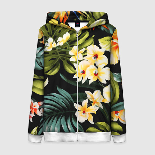 Женская толстовка на молнии Vanguard floral composition Summer / 3D-Белый – фото 1