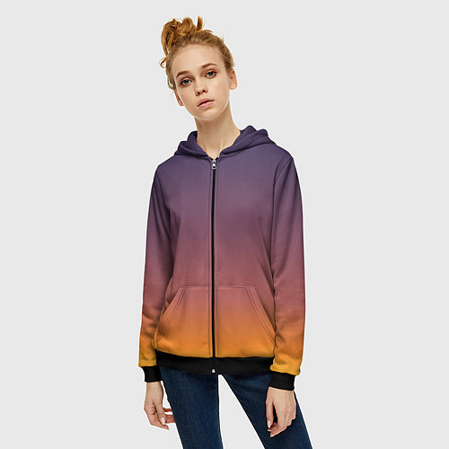 Женская толстовка на молнии Sunset Gradient / 3D-Черный – фото 3