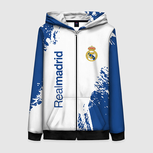 Женская толстовка на молнии Реал Мадрид краска / 3D-Черный – фото 1