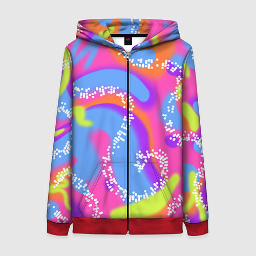 Женская толстовка на молнии Барби и Кен паттерн костюм / 3D-Красный – фото 1