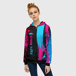 Толстовка на молнии женская Papa Roach Neon Gradient, цвет: 3D-черный — фото 2