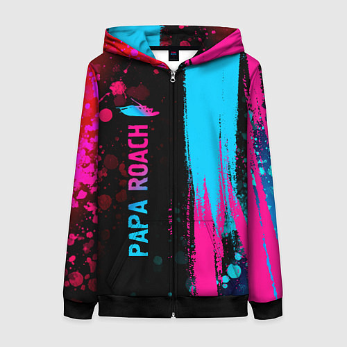 Женская толстовка на молнии Papa Roach Neon Gradient / 3D-Черный – фото 1