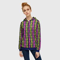 Толстовка на молнии женская Striped multicolored pattern Сердце, цвет: 3D-синий — фото 2