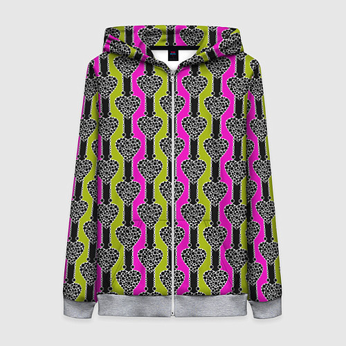 Женская толстовка на молнии Striped multicolored pattern Сердце / 3D-Меланж – фото 1