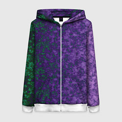 Женская толстовка на молнии Marble texture purple green color