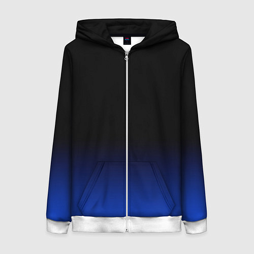 Женская толстовка на молнии Черный с синим градиент / 3D-Белый – фото 1