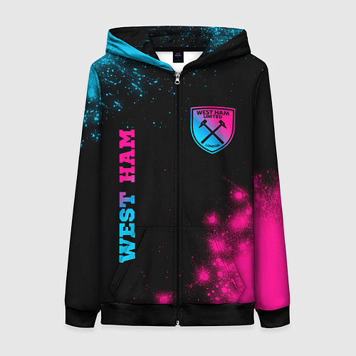 Женская толстовка на молнии West Ham Neon Gradient / 3D-Черный – фото 1