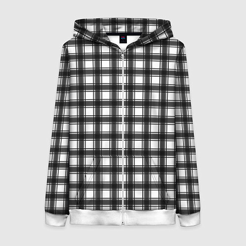 Женская толстовка на молнии Black and white trendy checkered pattern / 3D-Белый – фото 1